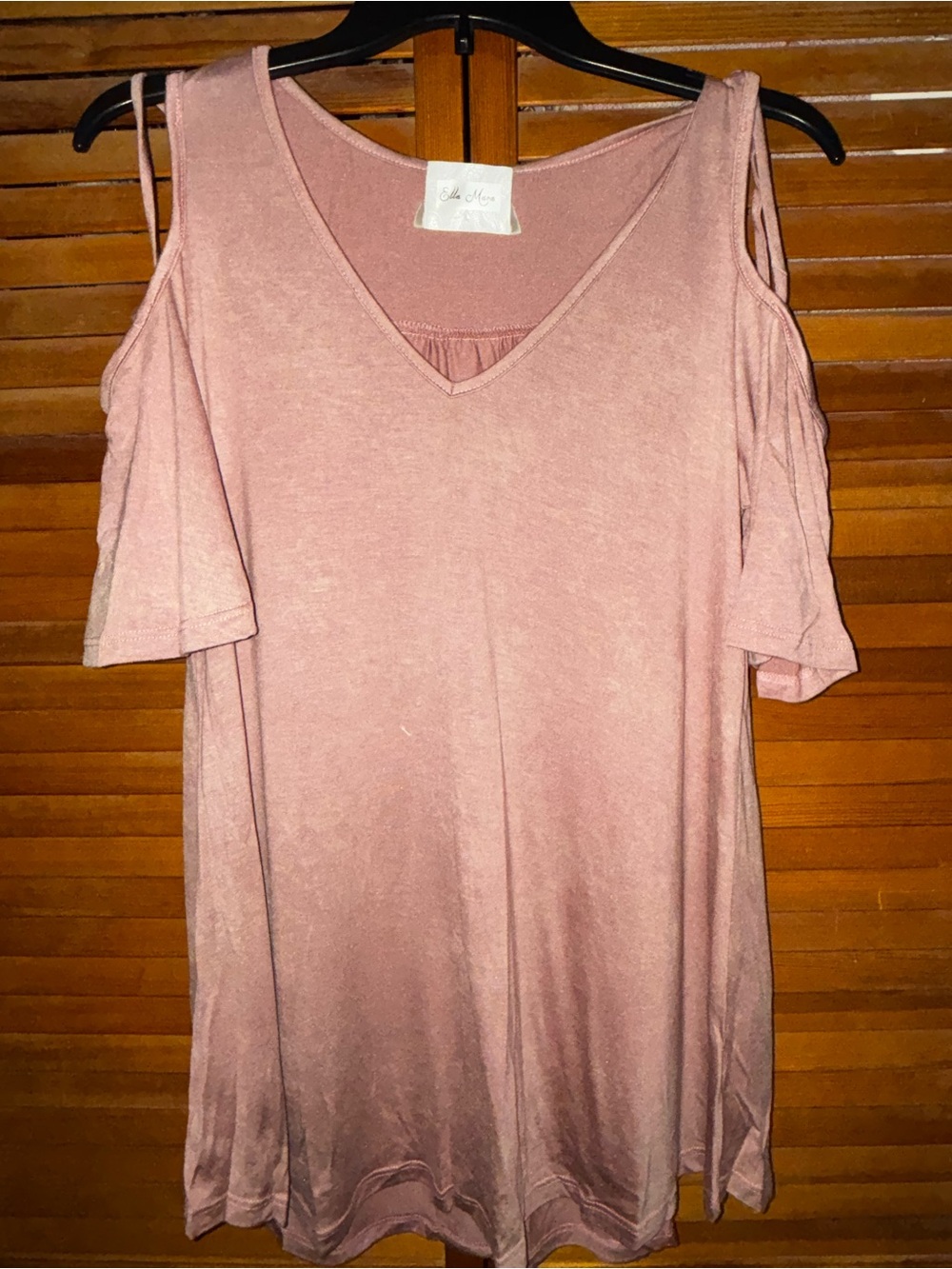 Ella Mara Cold Shoulder V-Neck Tunic in Dusty Rose
